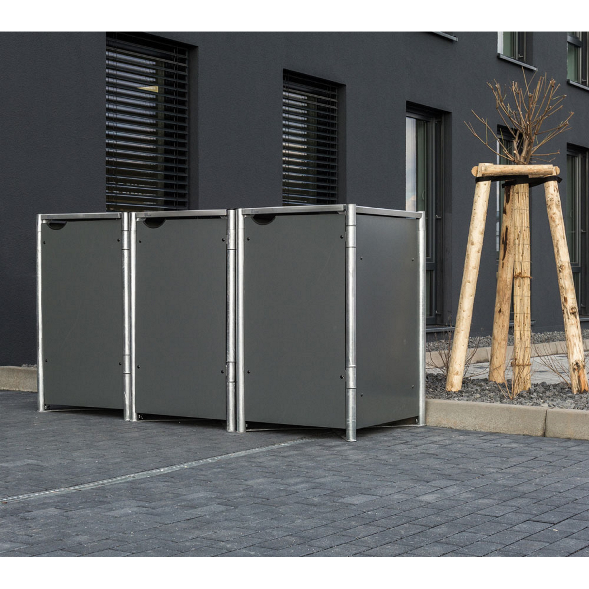 Mülltonnenbox grau Metall 80,7 x 209,1 x 115,2 cm + product picture