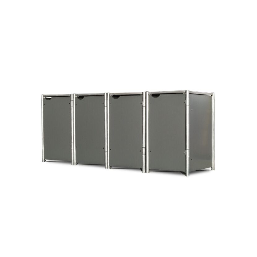 Mülltonnenbox grau Metall 81 x 279 x 115 cm