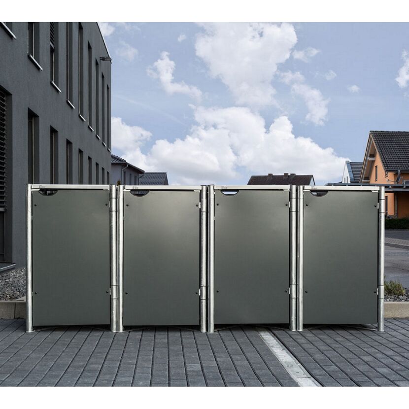 Mülltonnenbox grau Metall 81 x 279 x 115 cm