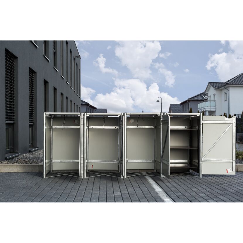 Mülltonnenbox grau Metall 81 x 279 x 115 cm