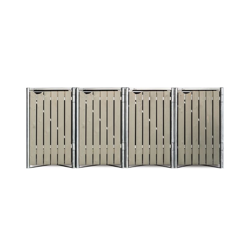 Mülltonnenbox naturfarben/grau Metall 81 x 279 x 115 cm