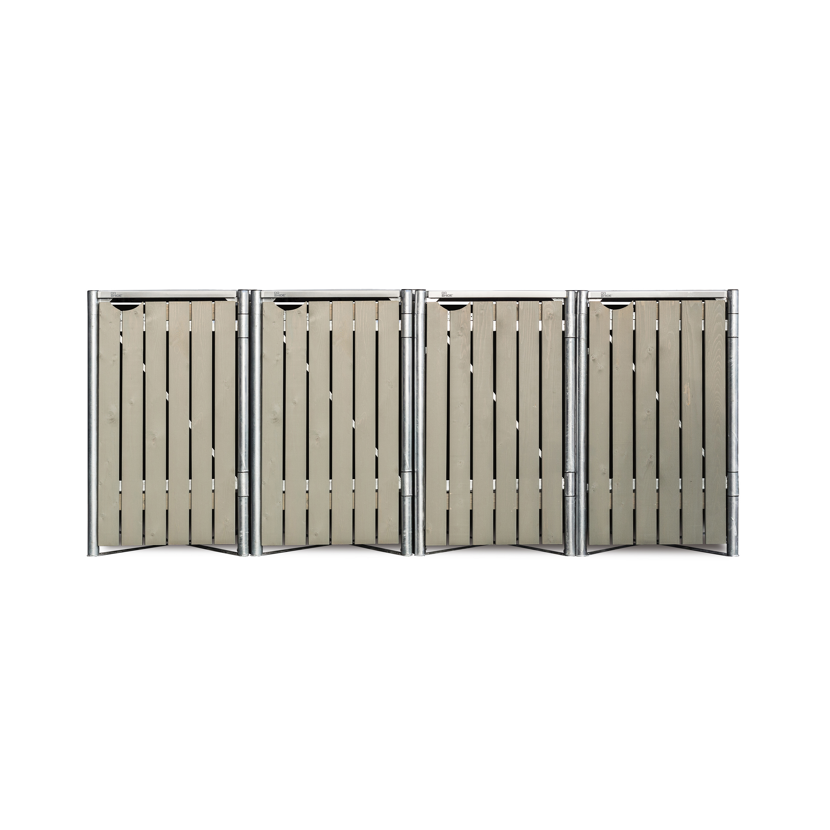 Mülltonnenbox naturfarben/grau Metall 81 x 279 x 115 cm
