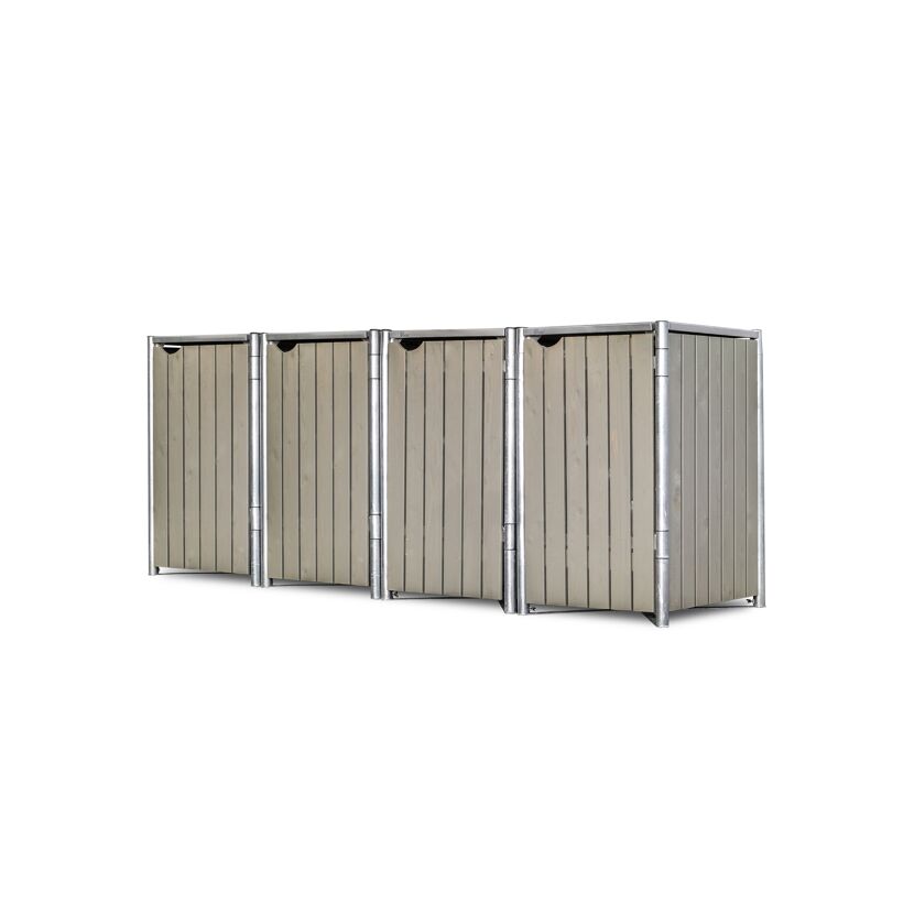 Mülltonnenbox naturfarben/grau Metall 81 x 279 x 115 cm