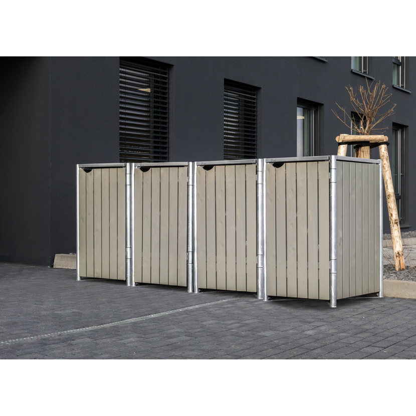 Mülltonnenbox naturfarben/grau Metall 81 x 279 x 115 cm