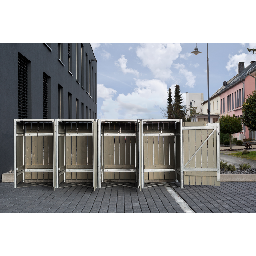 Mülltonnenbox naturfarben/grau Metall 81 x 279 x 115 cm