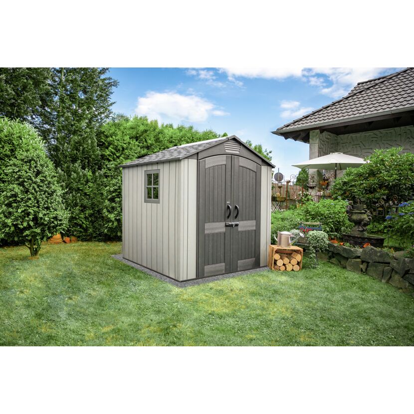 Gerätehaus 'Stella' grau Holzoptik Kunststoff 4,16 m² 213 x 213 x 228 cm