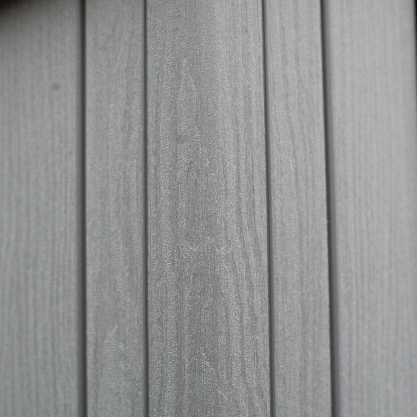 Gerätehaus 'Terra' grau Holzoptik Kunststoff 356 x 213 x 228 cm