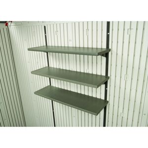Regal-Set für Gerätehaus grau Kunststoff 25 x 76 cm 3 Böden