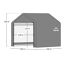 Graues Gerätehaus ShelterLogic mit Maßen