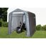Graues Gerätehaus ShelterLogic mit Motorrad