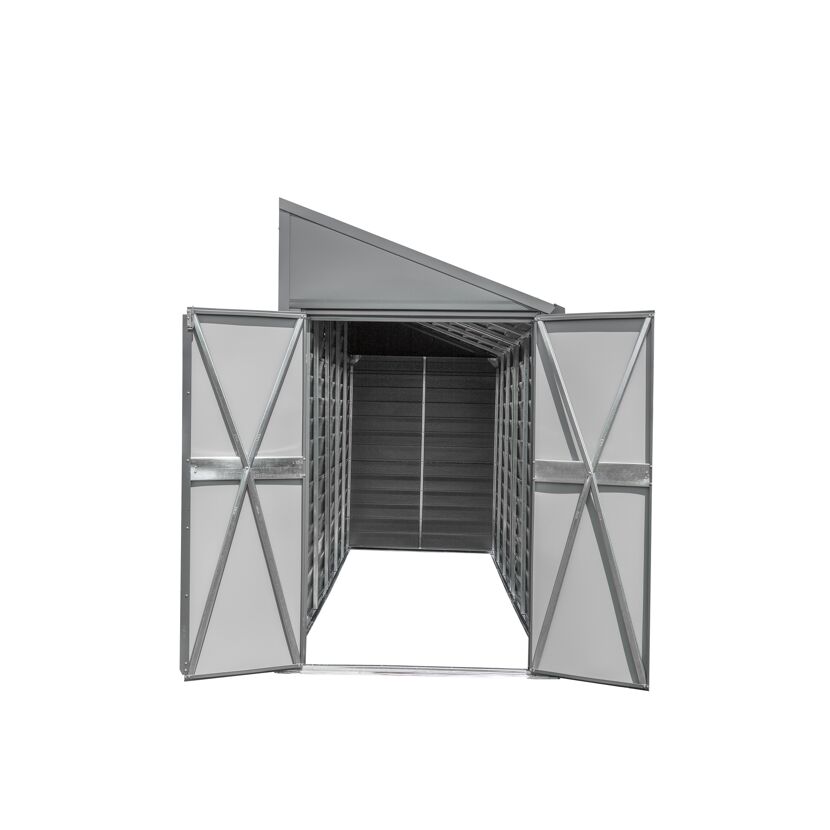 Anlehngerätehaus '4 x 10' grau Metall 124 x 295 x 208 cm