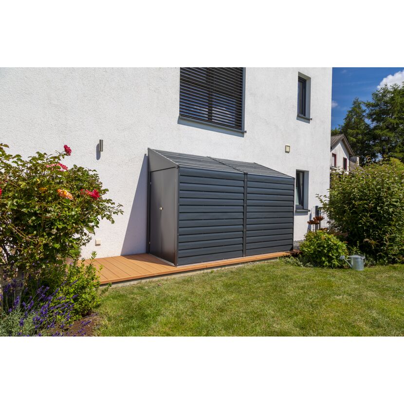 Anlehngerätehaus '4 x 10' grau Metall 124 x 295 x 208 cm