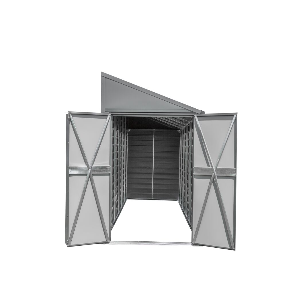 Anlehngerätehaus '4 x 7' grau Metall 124 x 203 x 208 cm