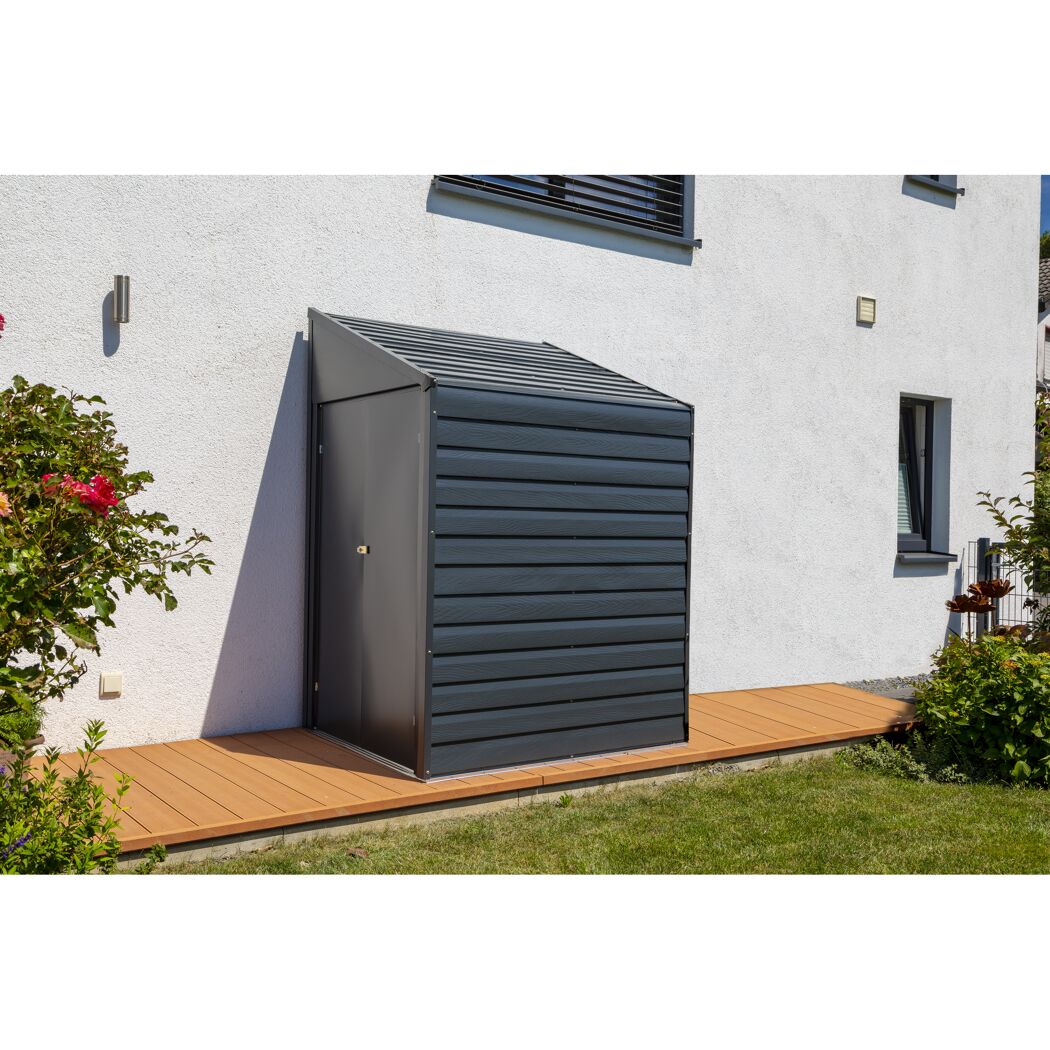 Anlehngerätehaus '4 x 7' grau Metall 124 x 203 x 208 cm
