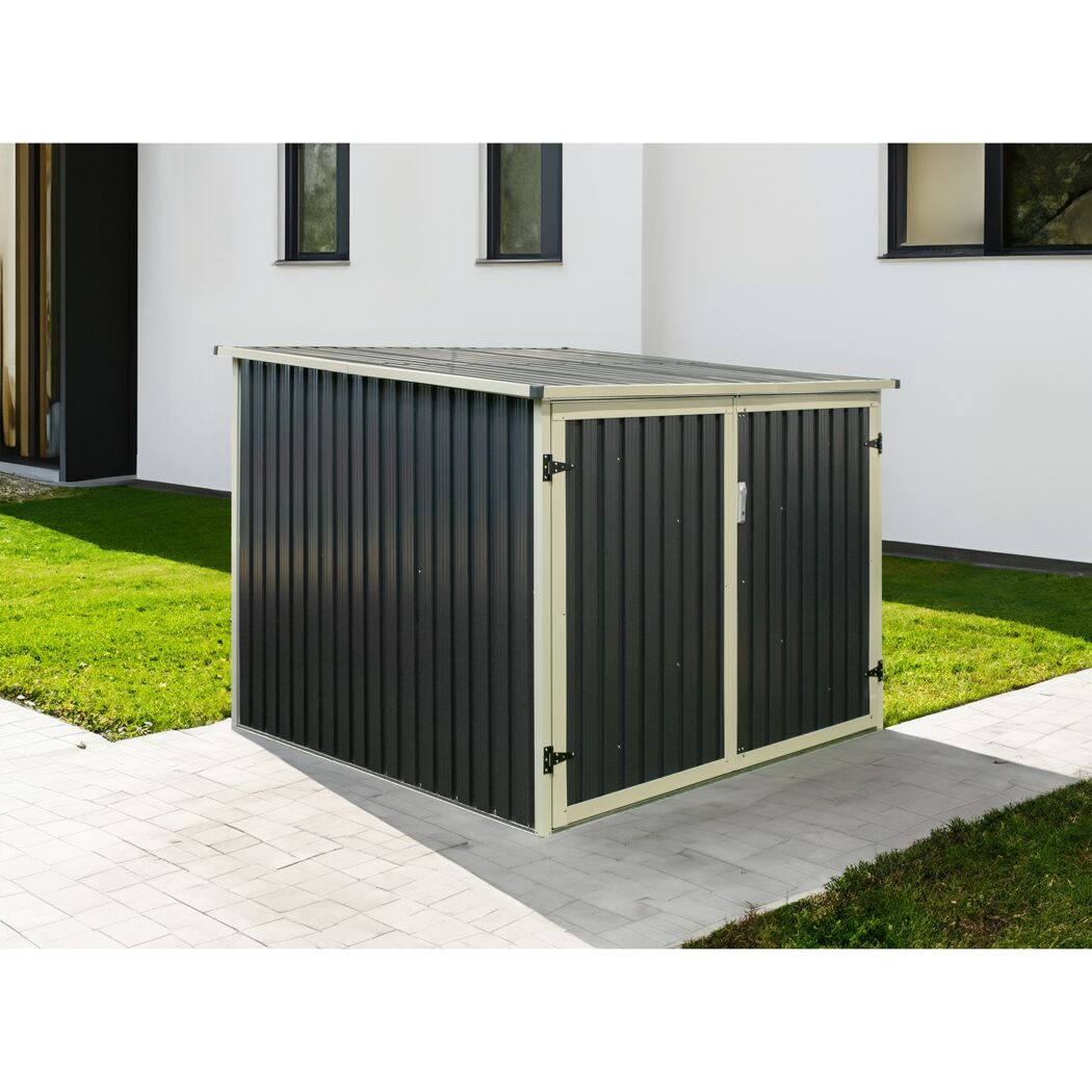 Fahrradgarage anthrazit Metall 200 x 203 x 158 cm