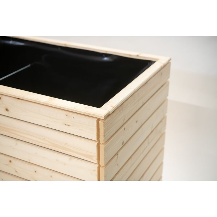 Holz hochbeet mit schwarzer folie