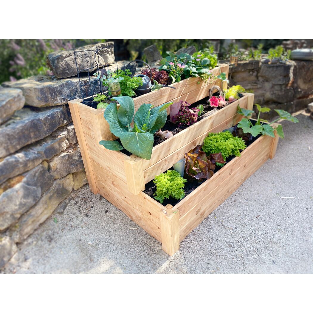Premium Treppenbeet Natur bepflanzt
