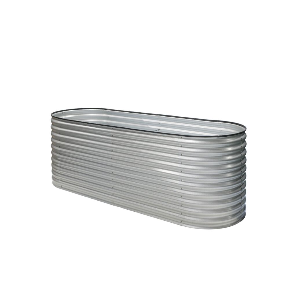 Hochbeet 'Oval Grow Faster' silbern Metall 80 x 240 x 82 cm