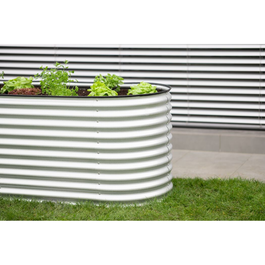 Hochbeet 'Oval Grow Faster' silbern Metall 80 x 240 x 82 cm