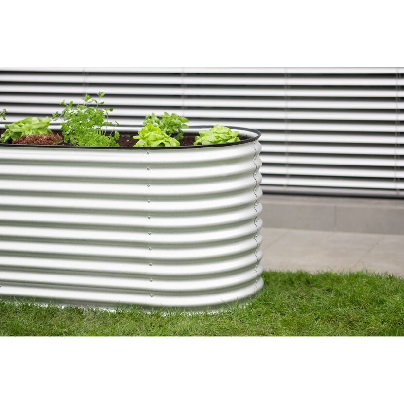 Hochbeet 'Oval Grow Faster' silbern Metall 80 x 240 x 82 cm