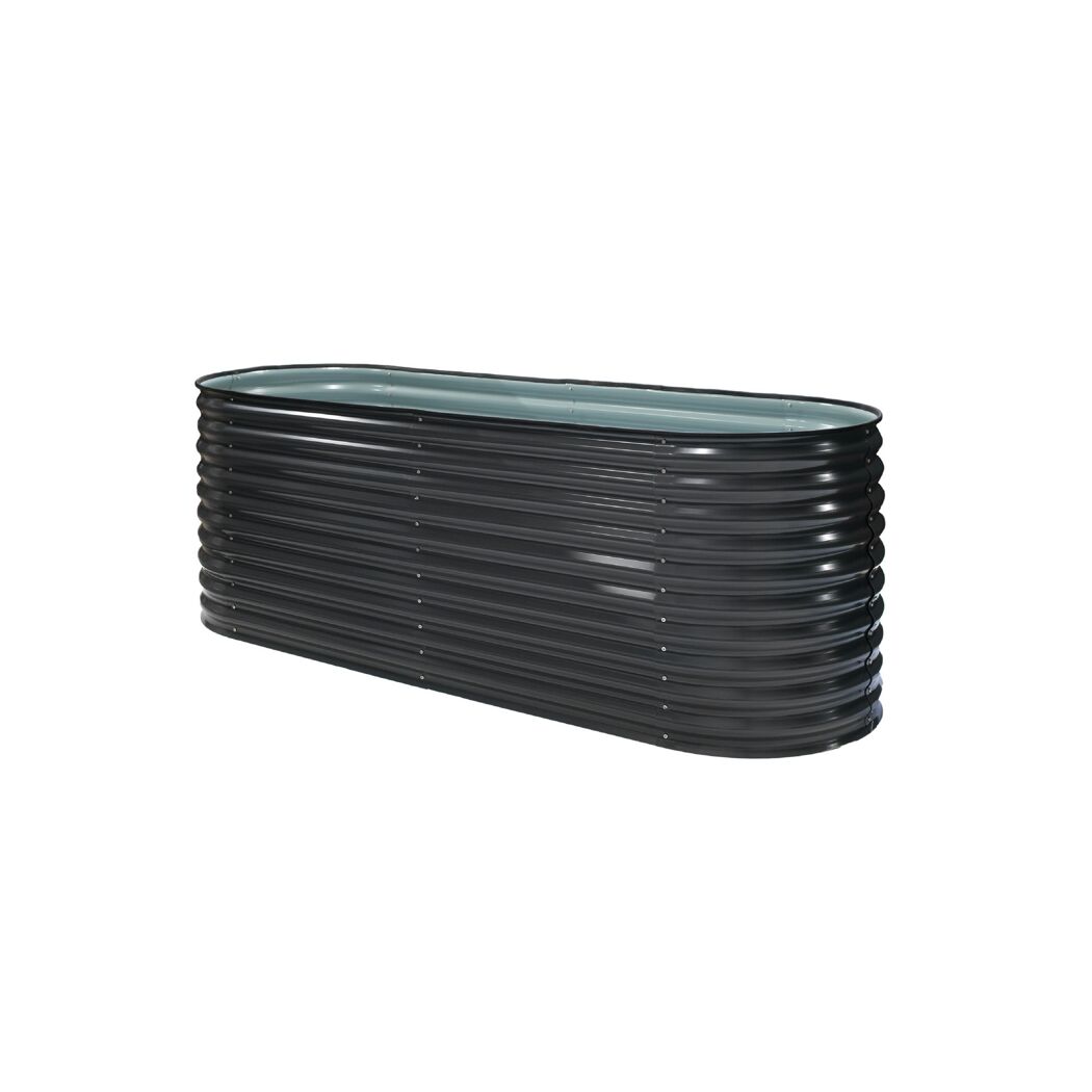 Hochbeet 'Oval Grow Faster' anthrazit Stahl Metall 80 x 240 x 82 cm