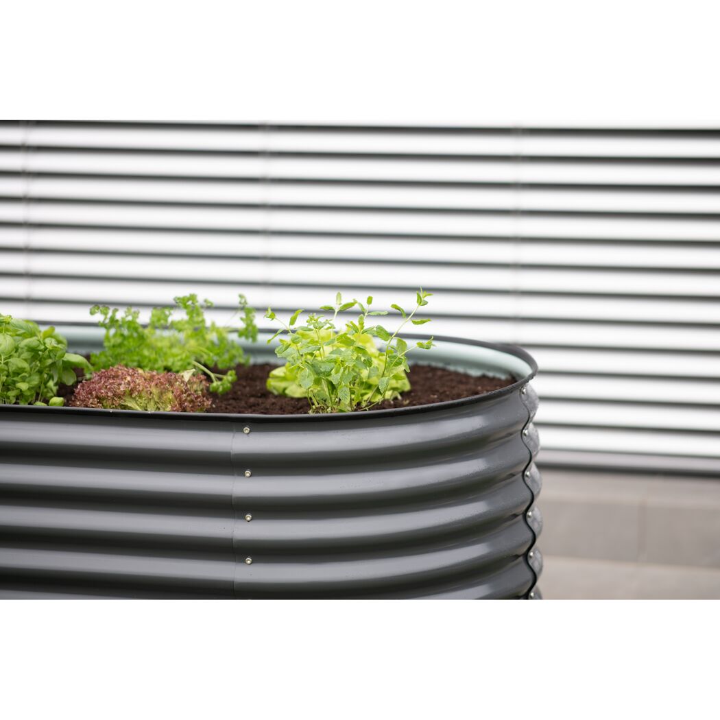 Hochbeet 'Oval Grow Faster' anthrazit Stahl Metall 80 x 240 x 82 cm