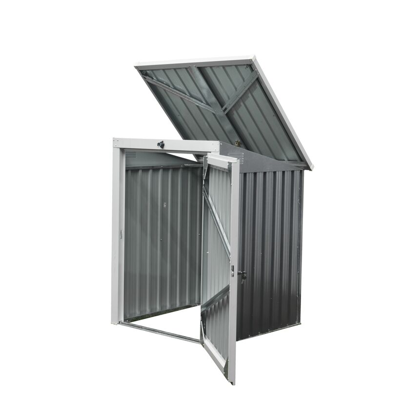 Mülltonnenbox anthrazit Metall 101 x 104 x 134 cm, integriertes Schloss