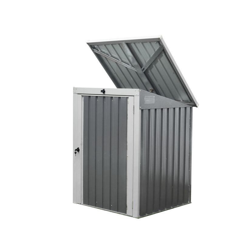 Mülltonnenbox anthrazit Metall 101 x 104 x 134 cm, integriertes Schloss