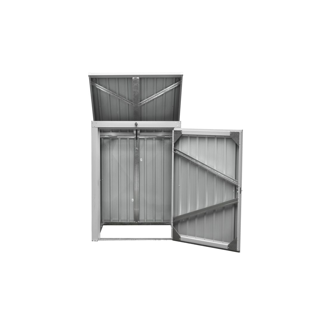 Mülltonnenbox anthrazit Metall 101 x 104 x 134 cm, integriertes Schloss