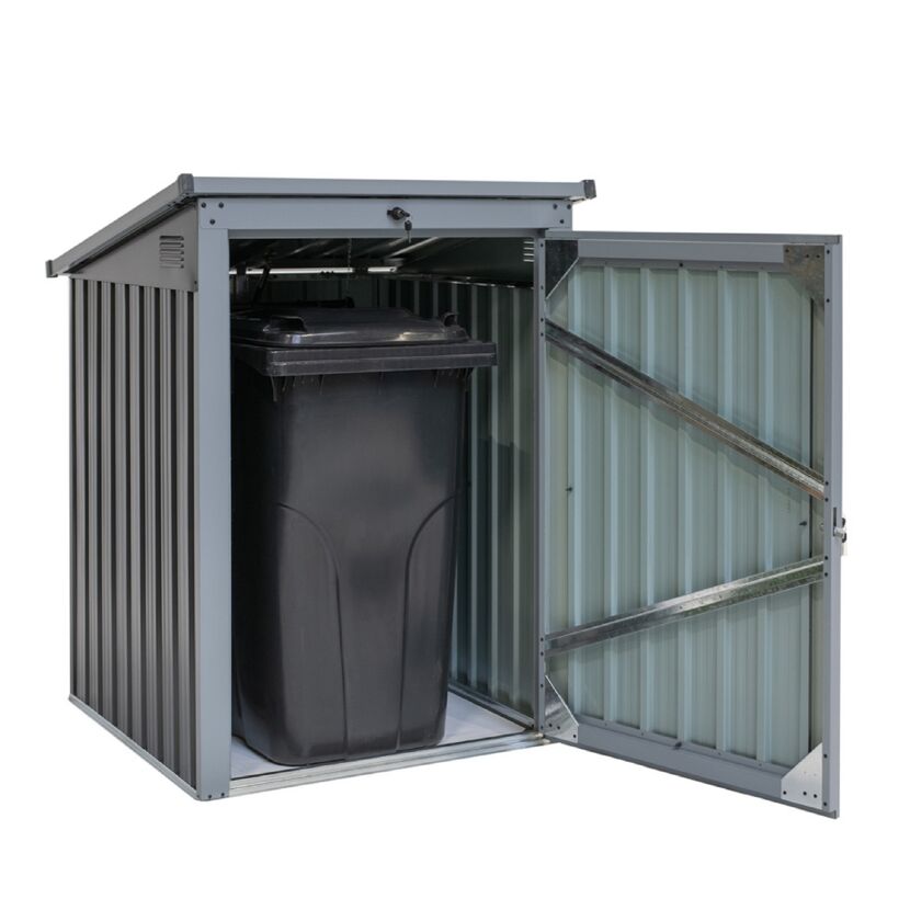 Mülltonnenbox anthrazit Metall 101 x 104 x 134 cm, integriertes Schloss
