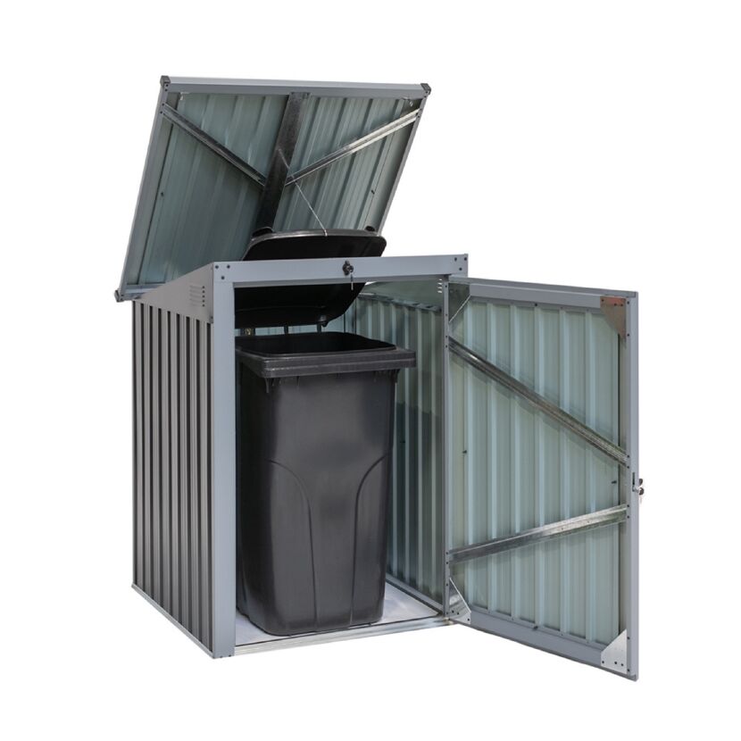Mülltonnenbox anthrazit Metall 101 x 104 x 134 cm, integriertes Schloss