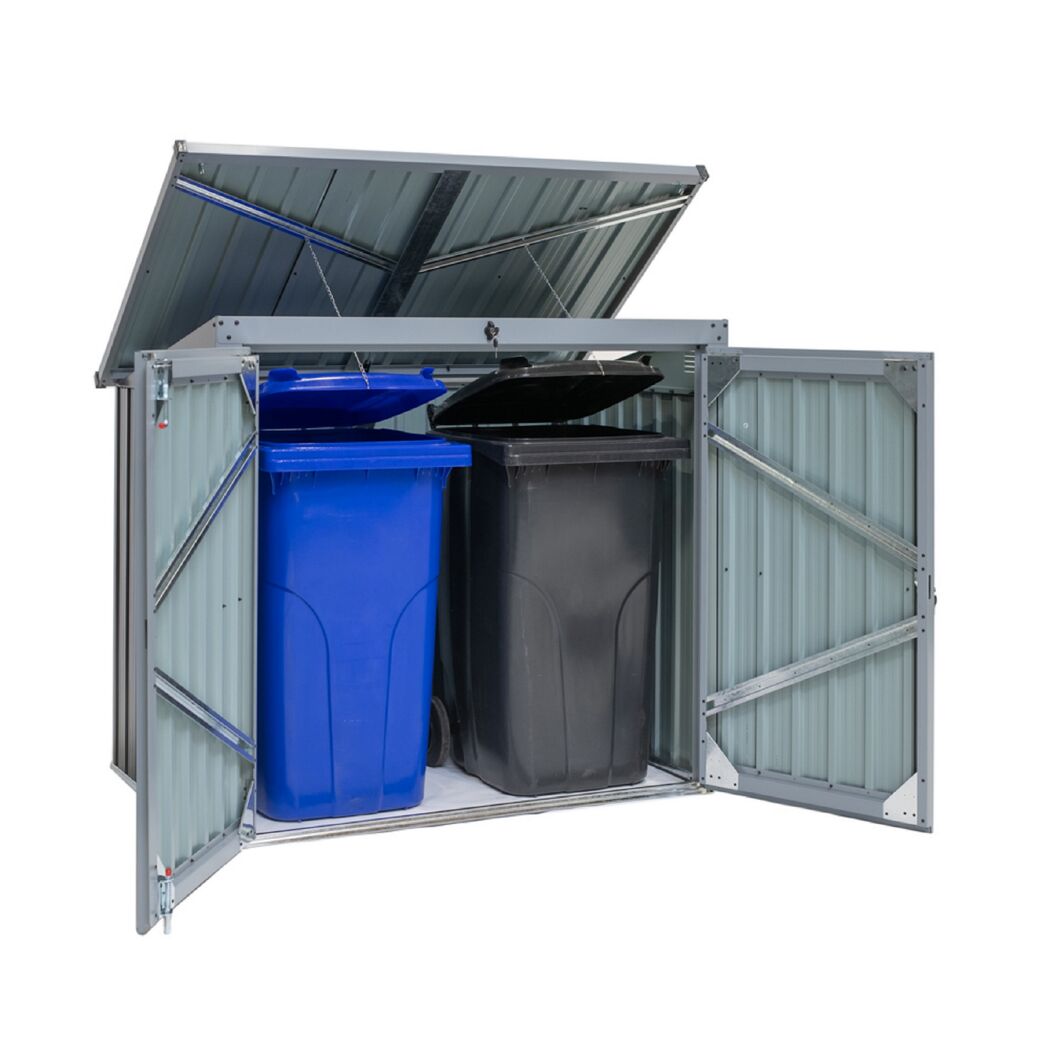 Mülltonnen- und Gerätebox anthrazit Stahl 101 x 158 x 134 cm