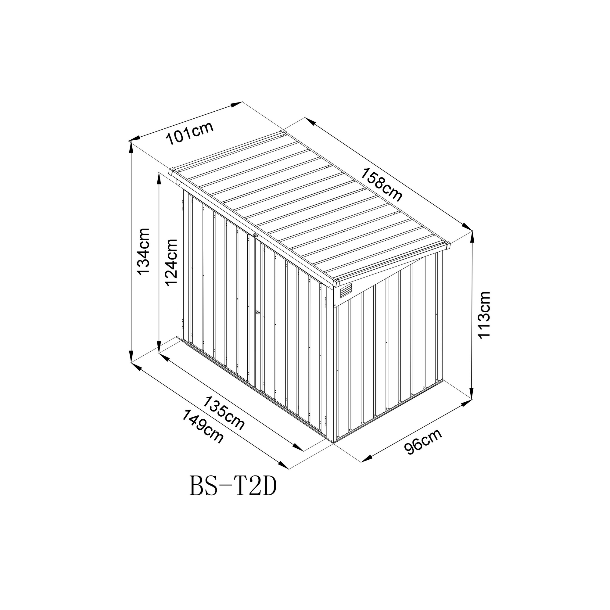 Mülltonnen- und Gerätebox anthrazit Stahl 101 x 158 x 134 cm + product picture