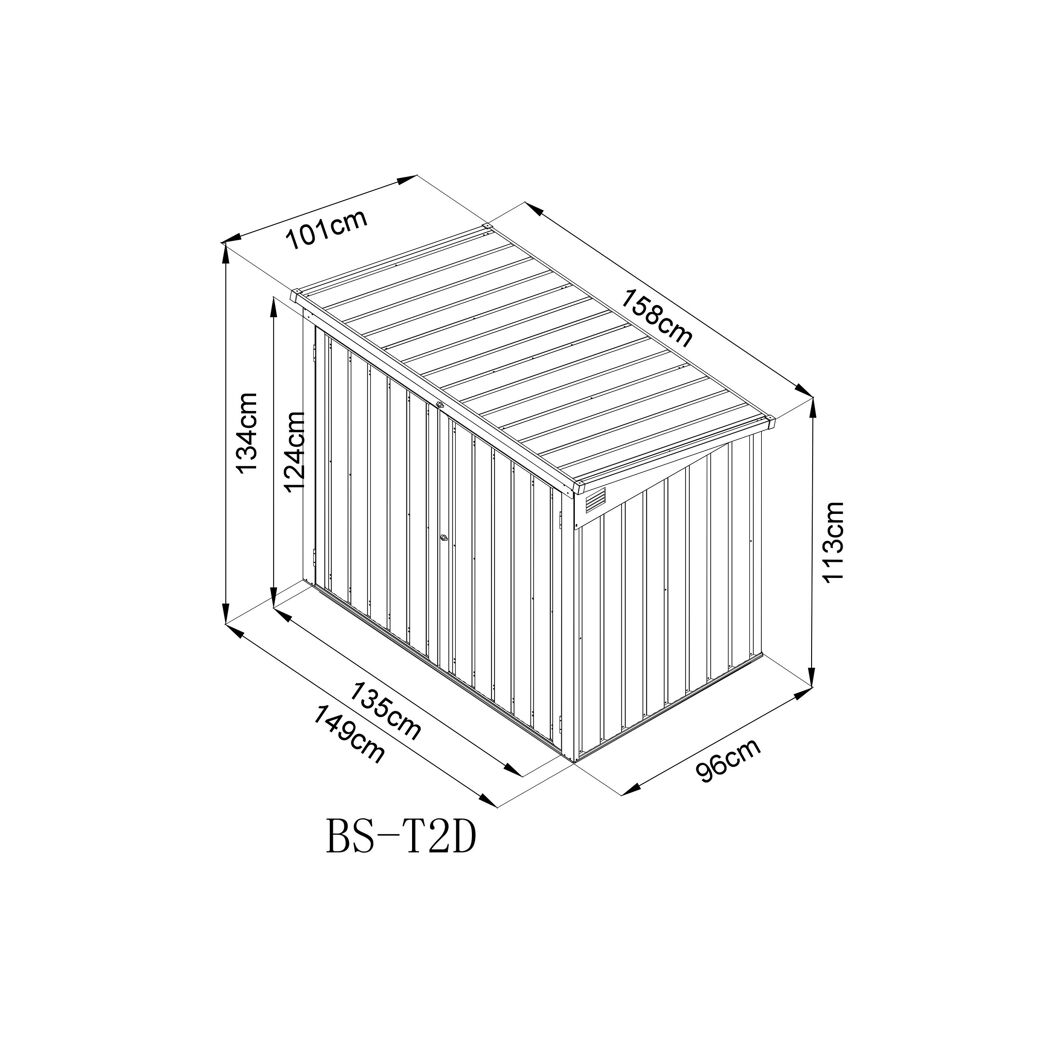 Mülltonnen- und Gerätebox anthrazit Stahl 101 x 158 x 134 cm