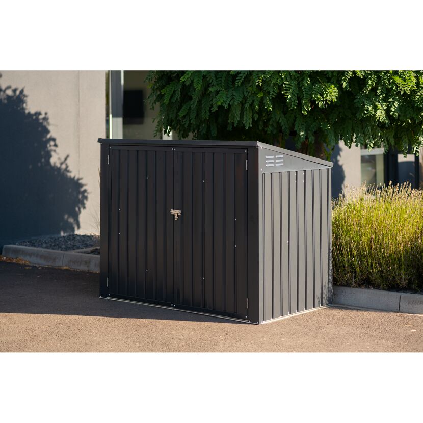 Mülltonnenbox dunkelgrau Metall für 2 Mülltonnen a' 240 l 100 x 172 x 131 cm