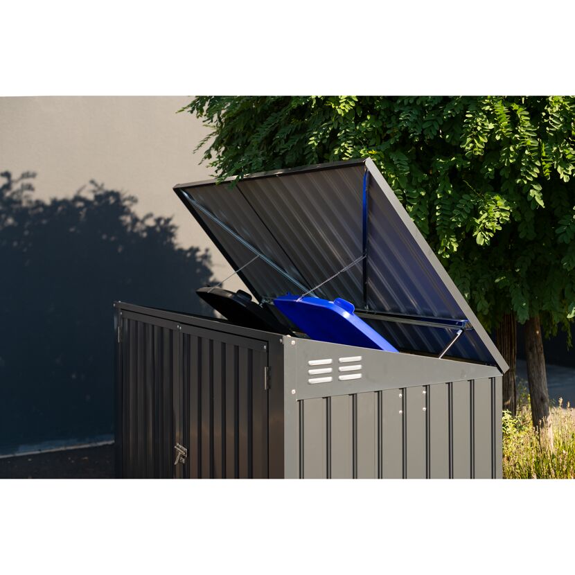 Mülltonnenbox dunkelgrau Metall für 2 Mülltonnen a' 240 l 100 x 172 x 131 cm