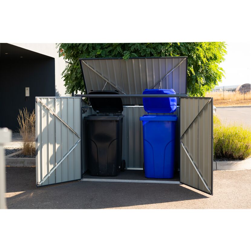 Mülltonnenbox dunkelgrau Metall für 2 Mülltonnen a' 240 l 100 x 172 x 131 cm