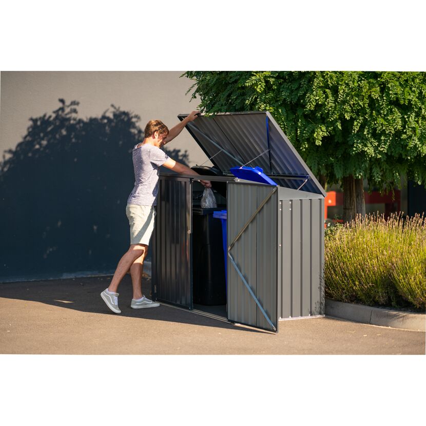 Mülltonnenbox dunkelgrau Metall für 2 Mülltonnen a' 240 l 100 x 172 x 131 cm