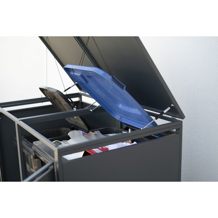 Mülltonnenbox, grau, für zwei Tonnen
