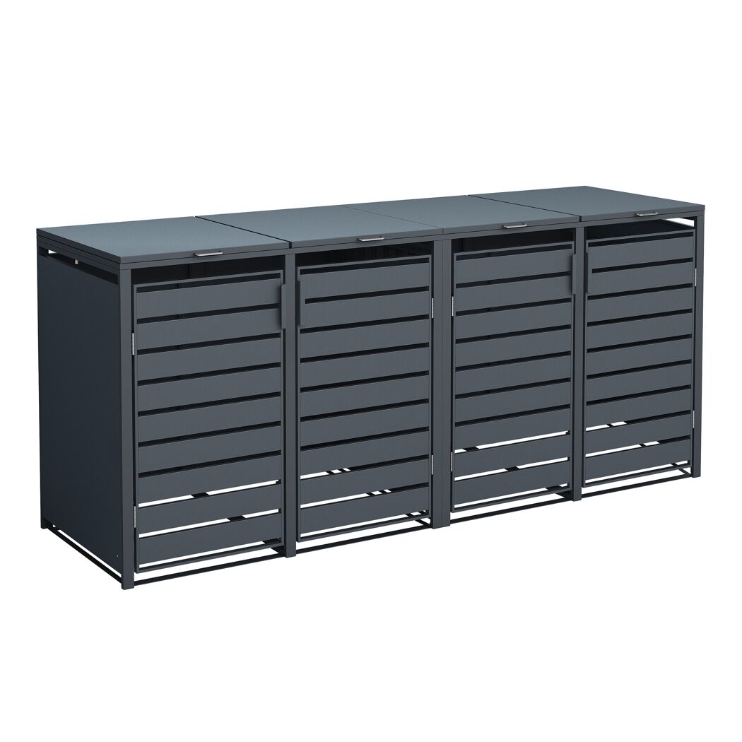 Mülltonnenbox 'Kubus' anthrazit Stahl 264 x 80 x 116 cm