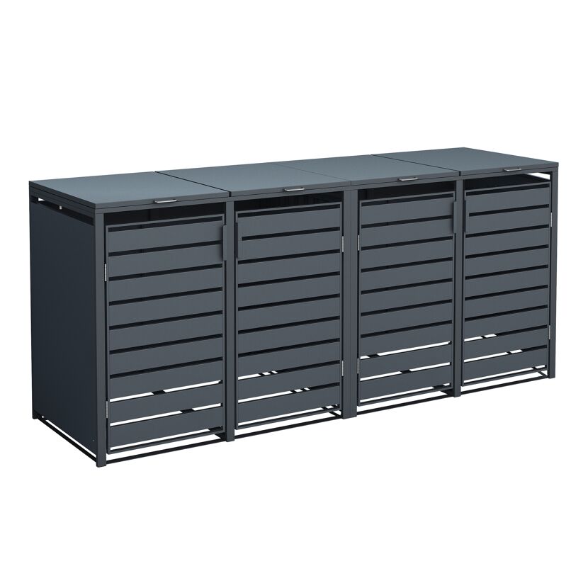 Mülltonnenbox 'Kubus' anthrazit Stahl 264 x 80 x 116 cm