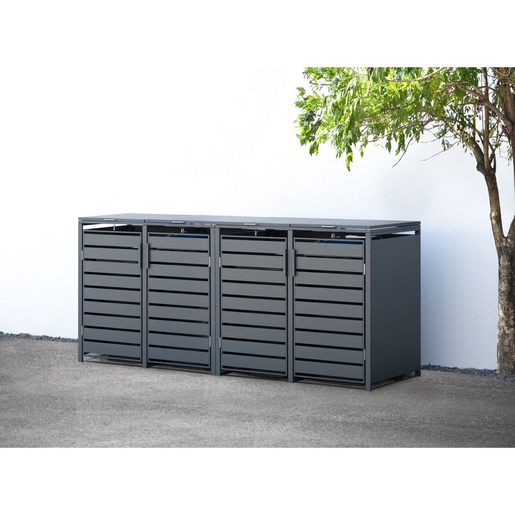 Mülltonnenbox 'Kubus' anthrazit Stahl 264 x 80 x 116 cm