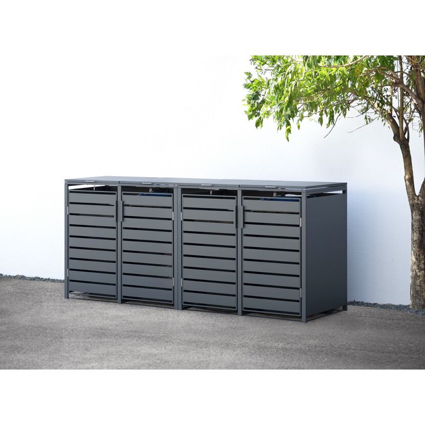 Mülltonnenbox 'Kubus' anthrazit Stahl 264 x 80 x 116 cm