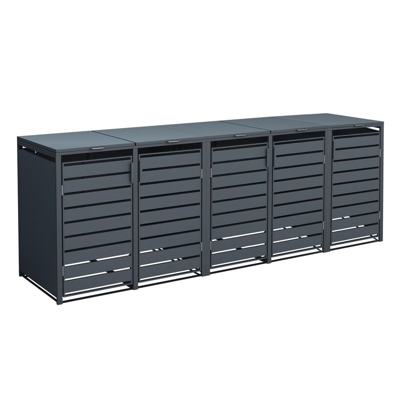 Mülltonnenbox 'Kubus' anthrazit Stahl 332 x 80 x 116 cm