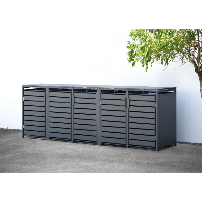 Mülltonnenbox 'Kubus' anthrazit Stahl 332 x 80 x 116 cm