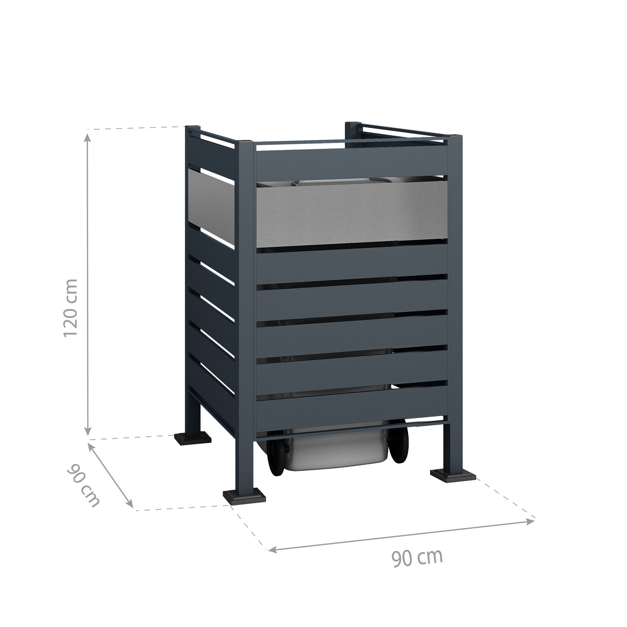 Mülltonnenverkleidung 'Planum' Stahl anthrazit 90 x 90 x 120 cm + product picture