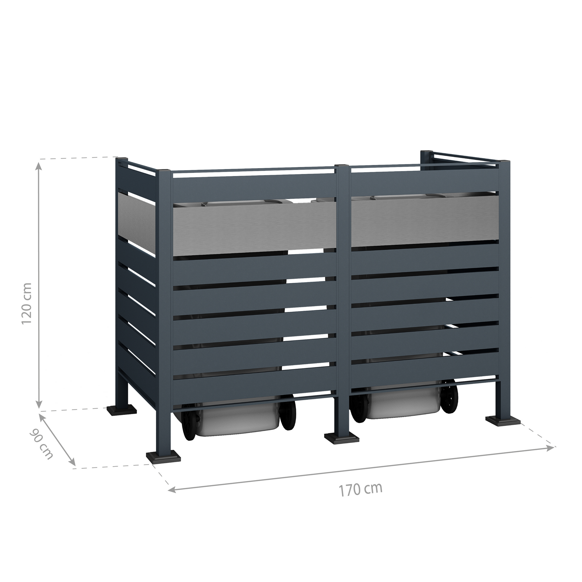 Mülltonnenverkleidung 'Planum' Stahl anthrazit 170 x 90 x 120 cm + product picture