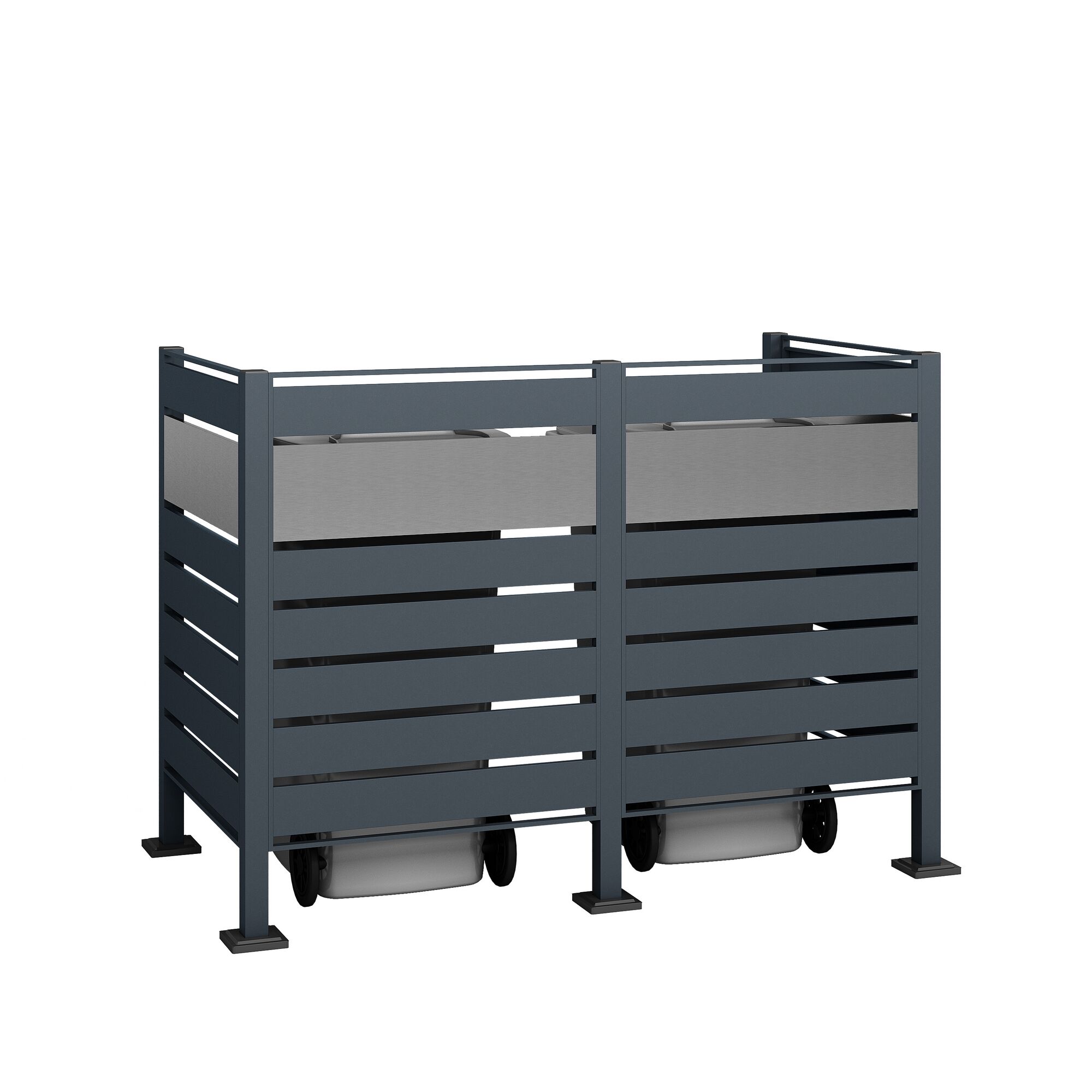 Mülltonnenverkleidung für zwei Mülltonnen, anthrazit