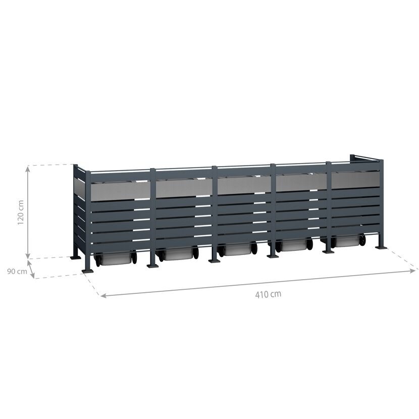 Mülltonnenverkleidung fünffach anthrazit 410 cm Breite