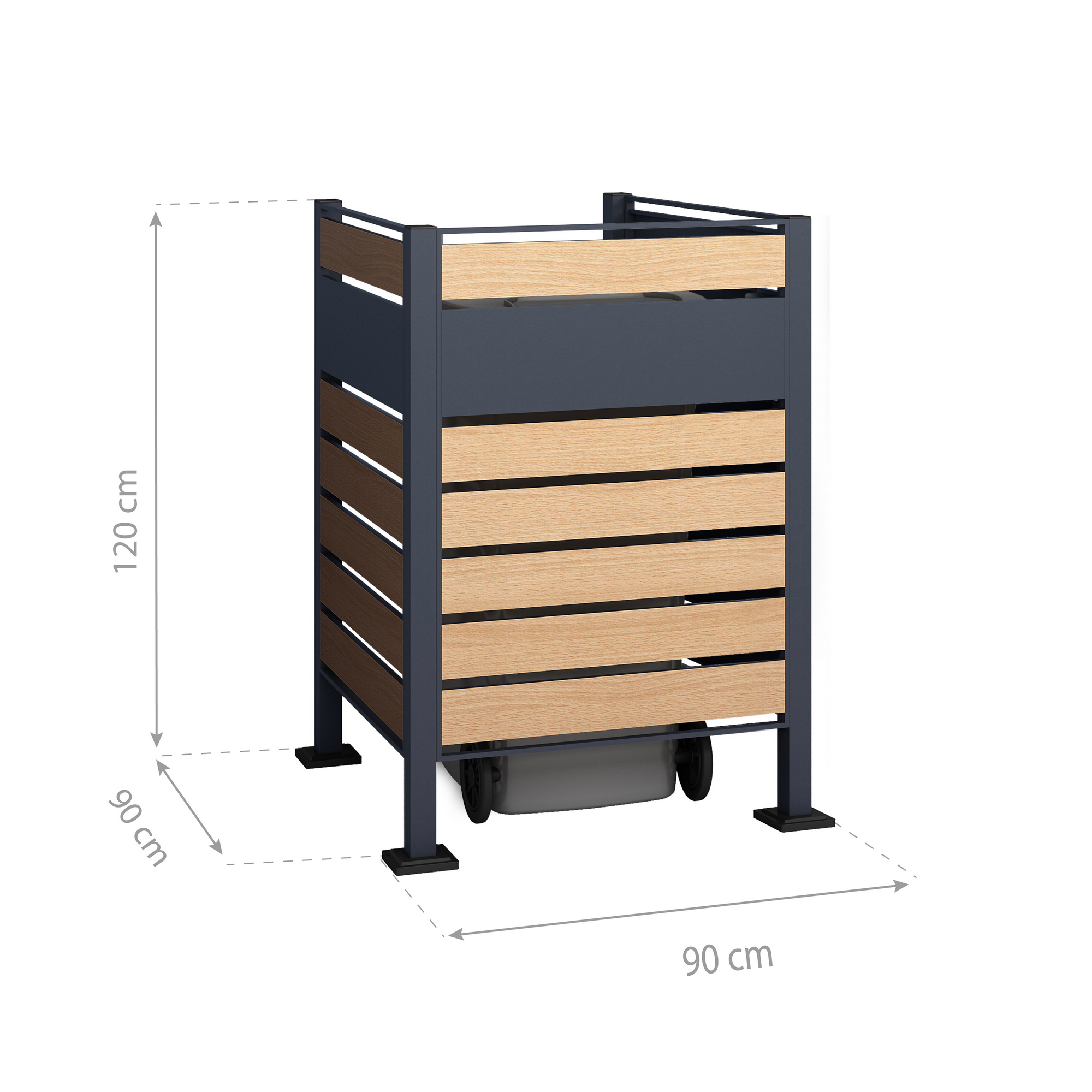 Mülltonnenverkleidung 'Planum' Stahl Holzoptik 90 x 90 x 120 cm + product picture